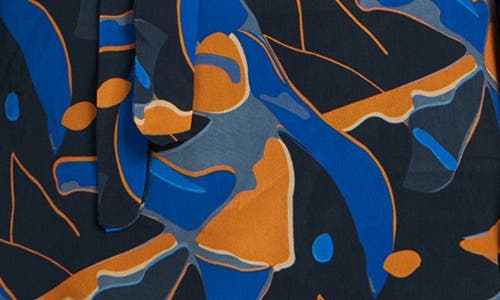 Apny Print Tassel Tie Neck Top In Multi