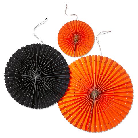 Set of 3 Halloween Paper Fans Multicolor Decorative Decor