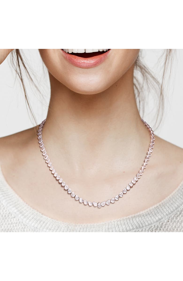 Julianna B. Created White Sapphire Teardrop Tennis Necklace, Alternate, color, Sterling Silver