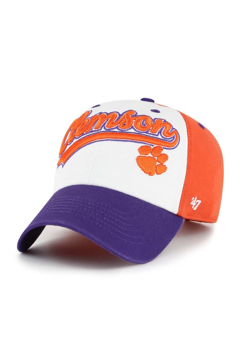 Youth '47  White Clemson Tigers Scooter Clean Up Adjustable Hat, Main, color, White