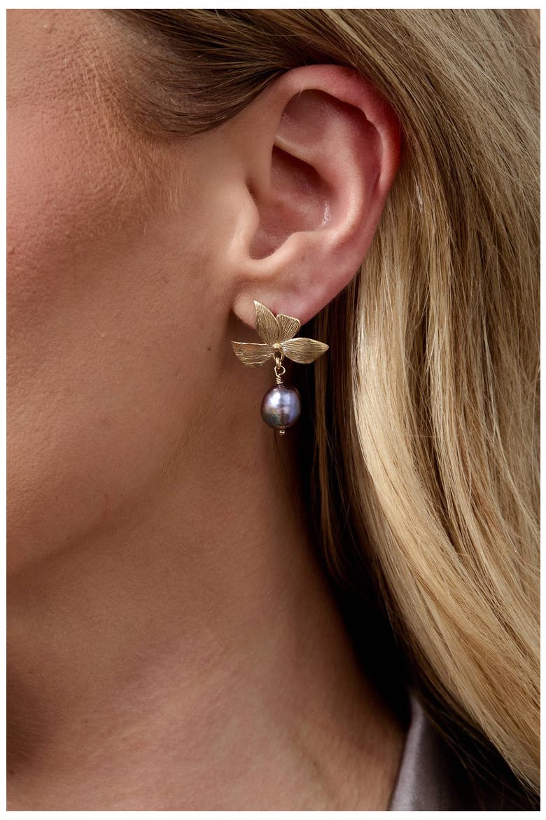 Maeve Freshwater Pearl Drop Earrings, Alternate, color, GOLD / PEACOCK