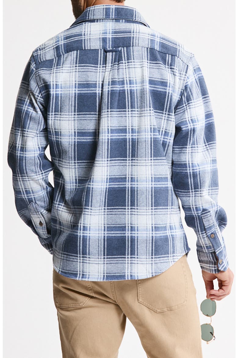 Plaid Long Sleeve Knit Flannel Button-Up Shirt, Alternate, color, BLUE WHITE PLAID