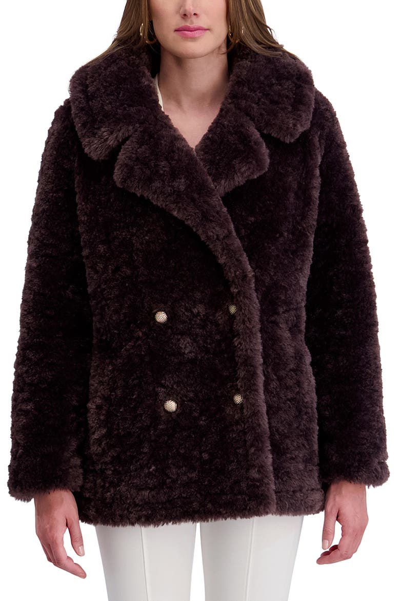 Faux Shearling Coat, Main, color, CHOCOLATE