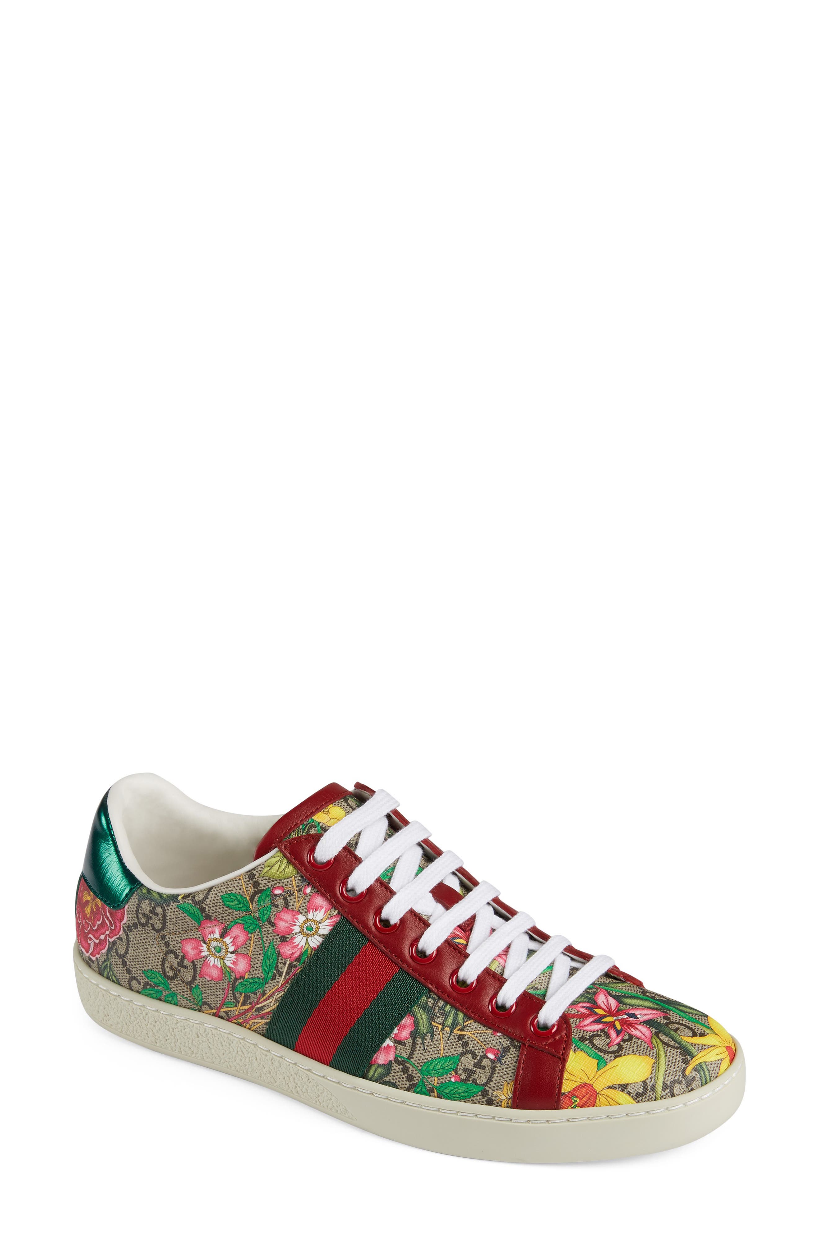 Gucci New Ace GG Supreme Floral Sneaker, Main, color, 