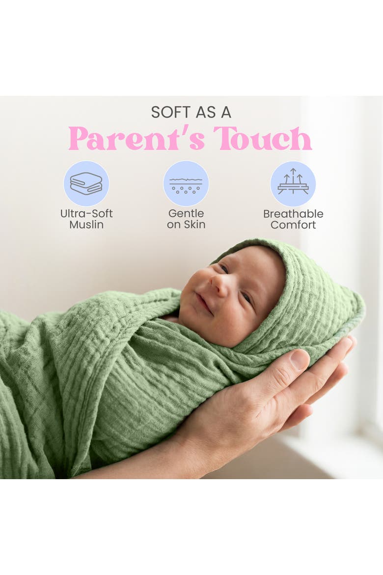 Muslin Hooded Baby Bath Towel, Alternate, color, Multicolored