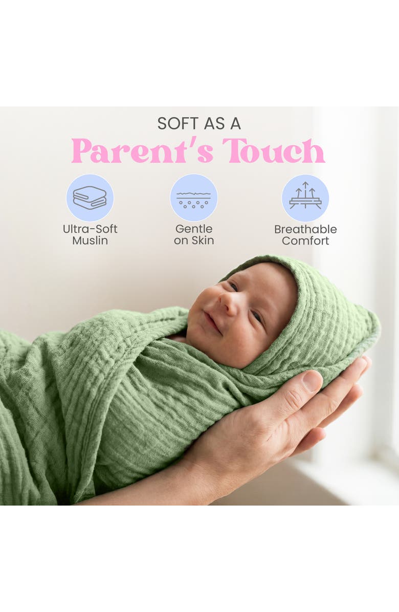 Mère & Moi Muslin Hooded Baby Bath Towel, Alternate, color, Multicolored