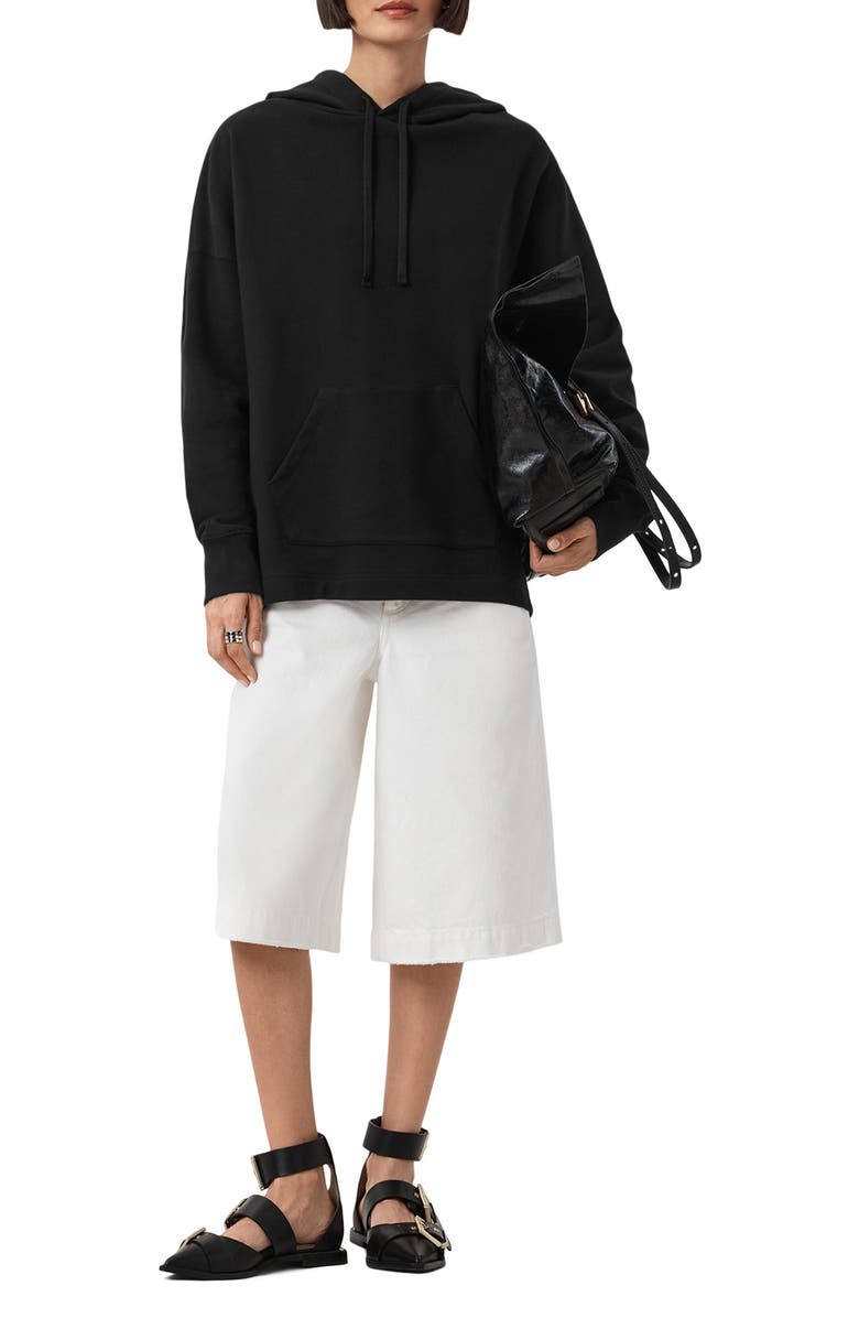 AllSaints Etti Scrunch Cotton Hoodie, Alternate, color, Black