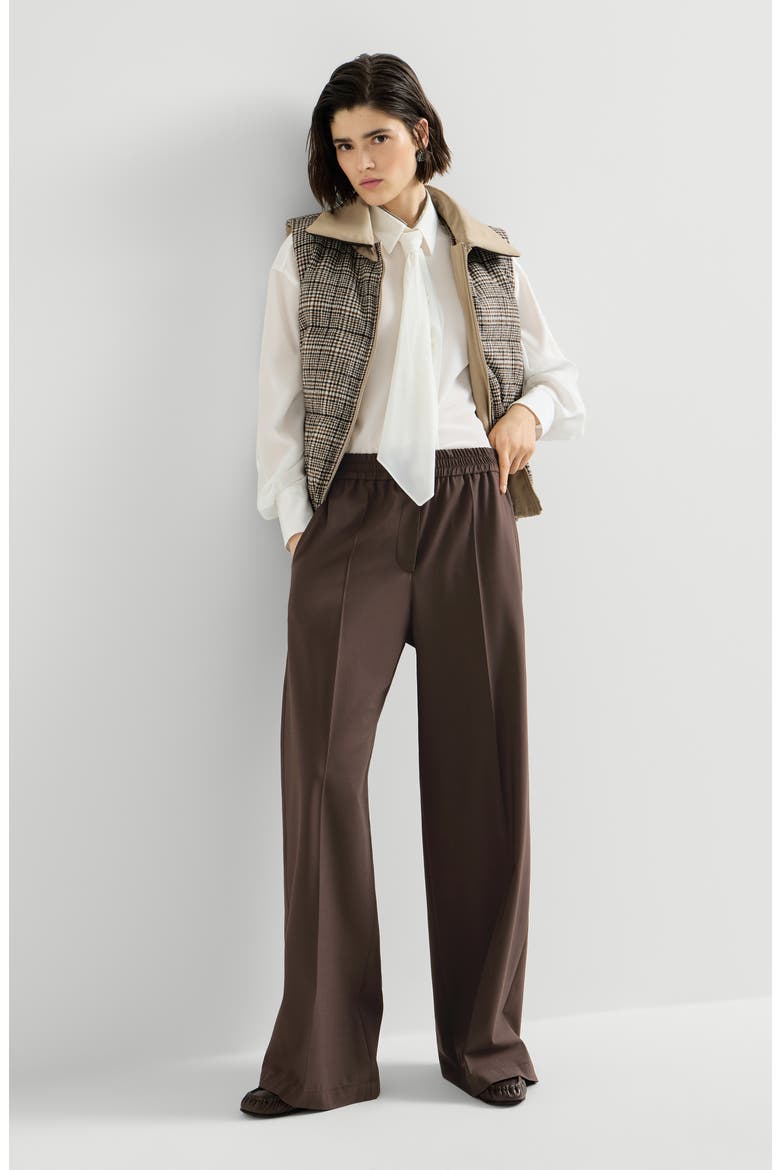 Tropical luxury wool loose track trousers, Alternate, color, Coffee