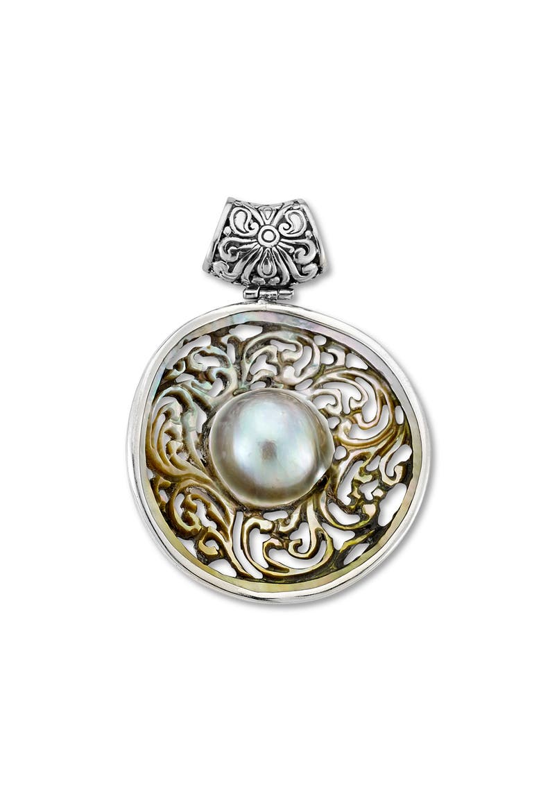 Grey Cultured Pearl Pendant, Main, color, SILVER/ MOP