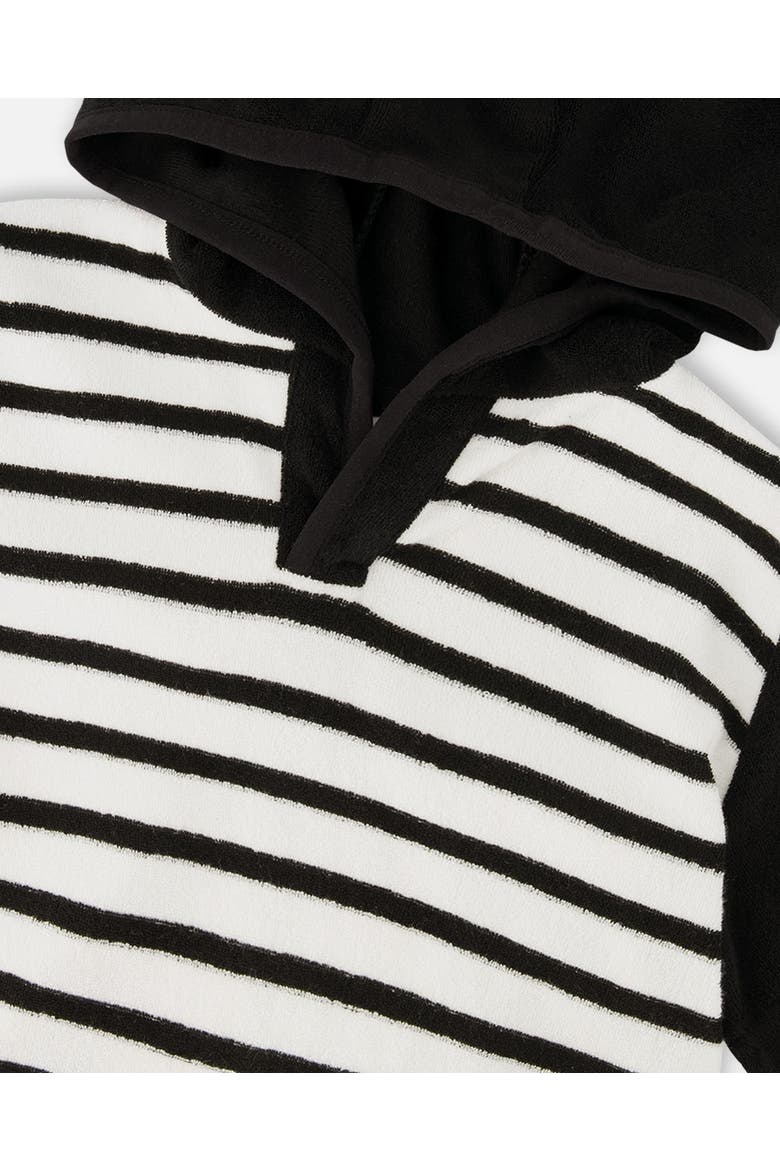 Hooded Terry Stripes T-Shirt with Shorts Set, Alternate, color, Black & White Stripes