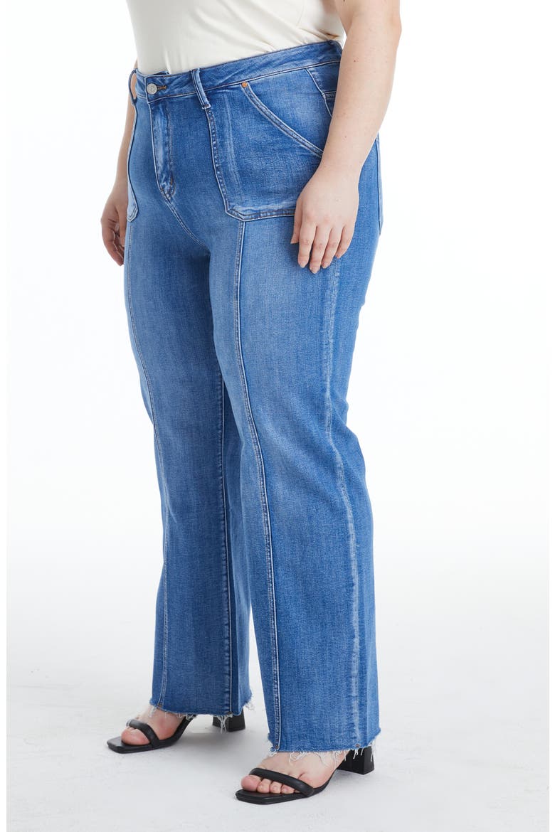 Jess Raw Hem Seamed High Waist Straight Leg Jeans, Alternate, color, BLUE LOVER