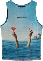 Desigual Crop Mesh Tank Top