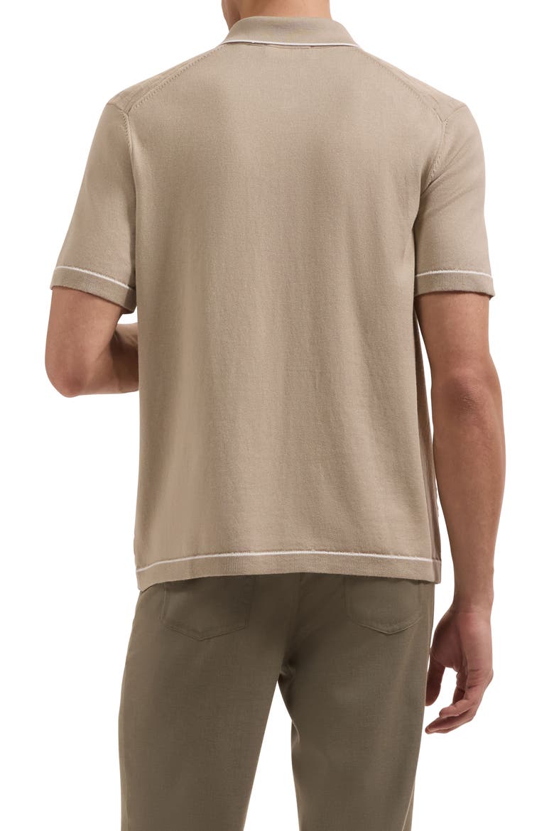 Short Sleeve Full Button Sweater, Alternate, color, COBBLESTONE