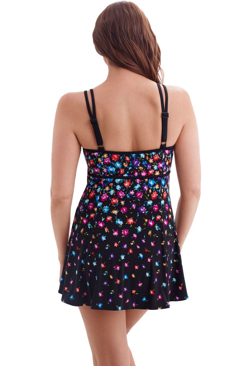 Empire Princess Seam Long Torso Swim Dress, Alternate, color, Flower Trail
