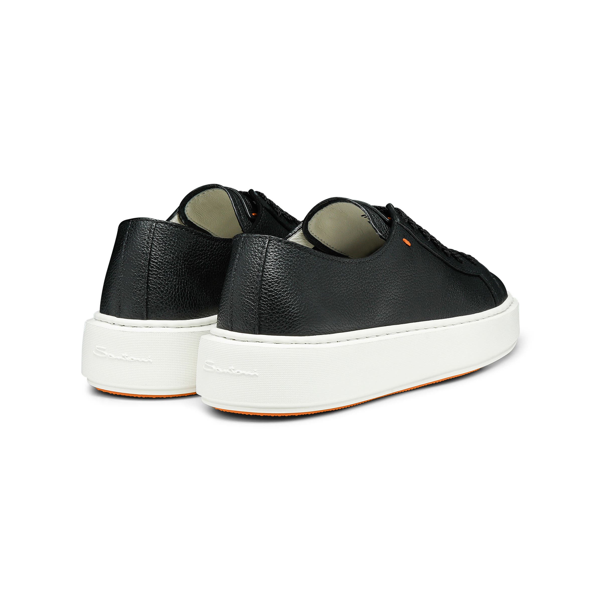 Santoni Tumbled Leather Sneaker, Alternate, color, Black