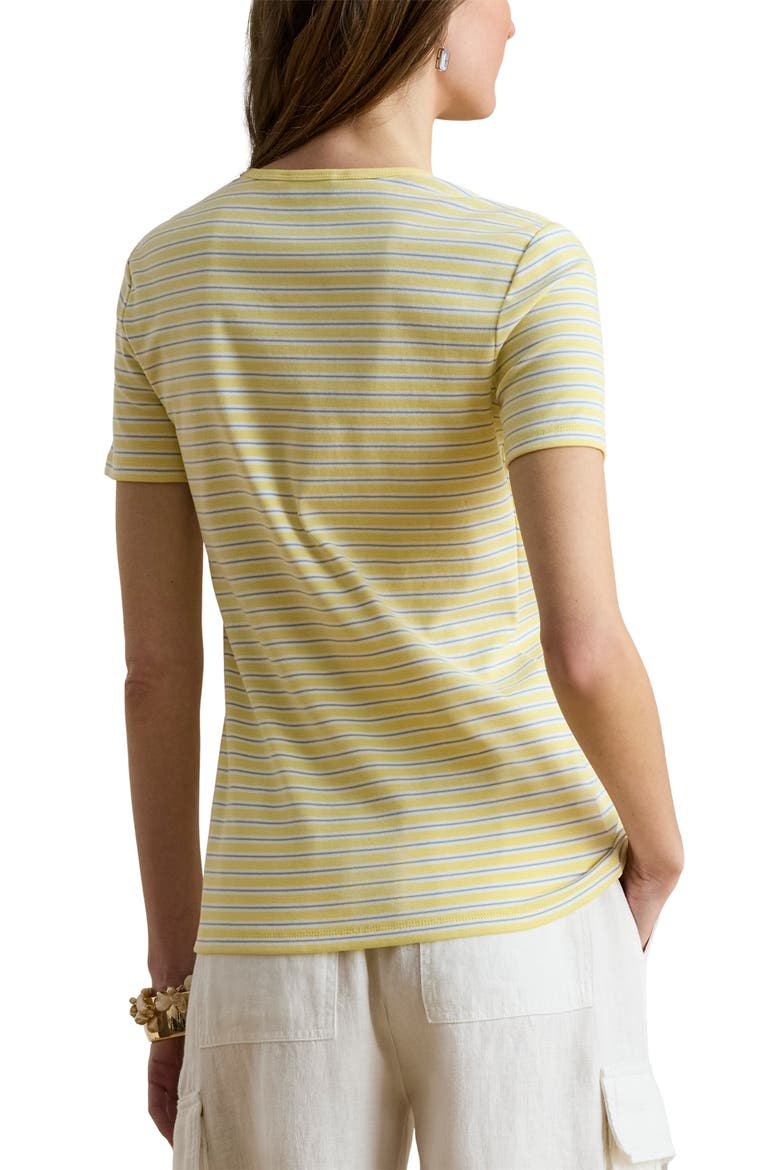 Stripe Cotton Blend Rib T-Shirt, Alternate, color, LEMON SORBET/ MULTI
