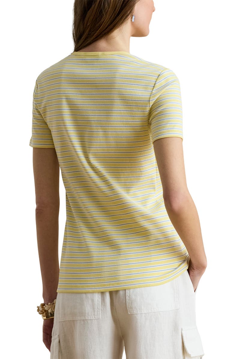 Lauren Ralph Lauren Stripe Cotton Blend Rib T-Shirt, Alternate, color, Lemon Sorbet/ Multi