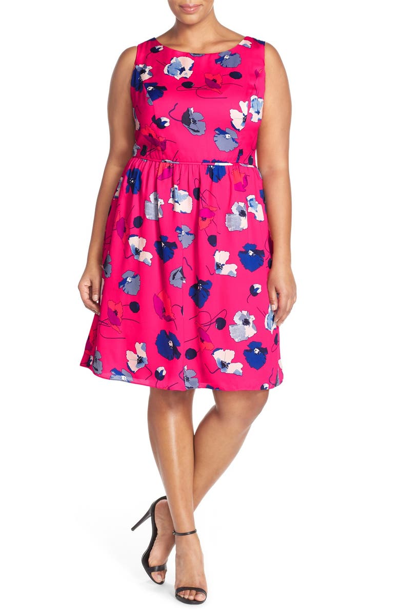 Adrianna Papell 'Poppies' Sleeveless Fit & Flare Dress, Alternate, color, 