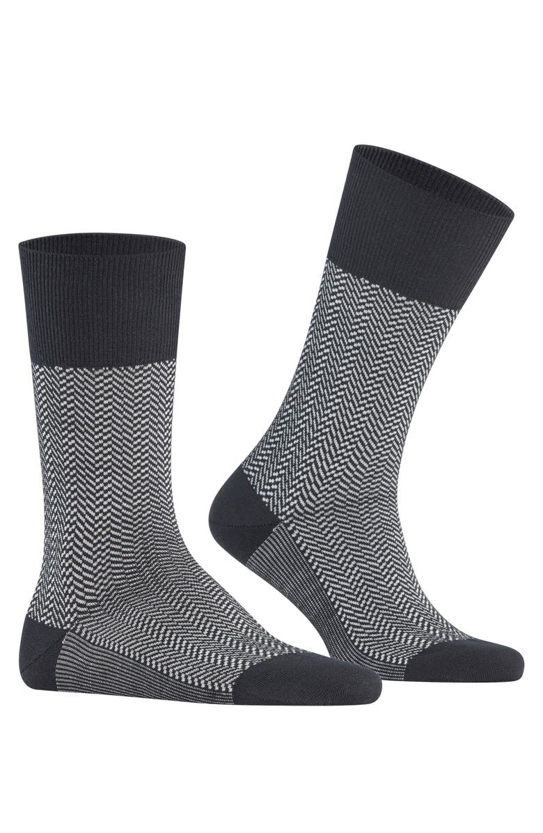 Falke Airport Herringstripe Socks, Alternate, color, Black
