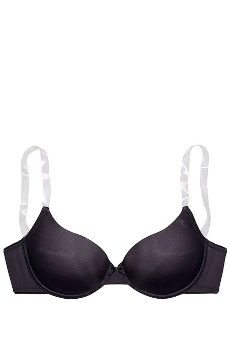 LASCANA Underwire Clear Strap T-Shirt Bra, Alternate, color, Black