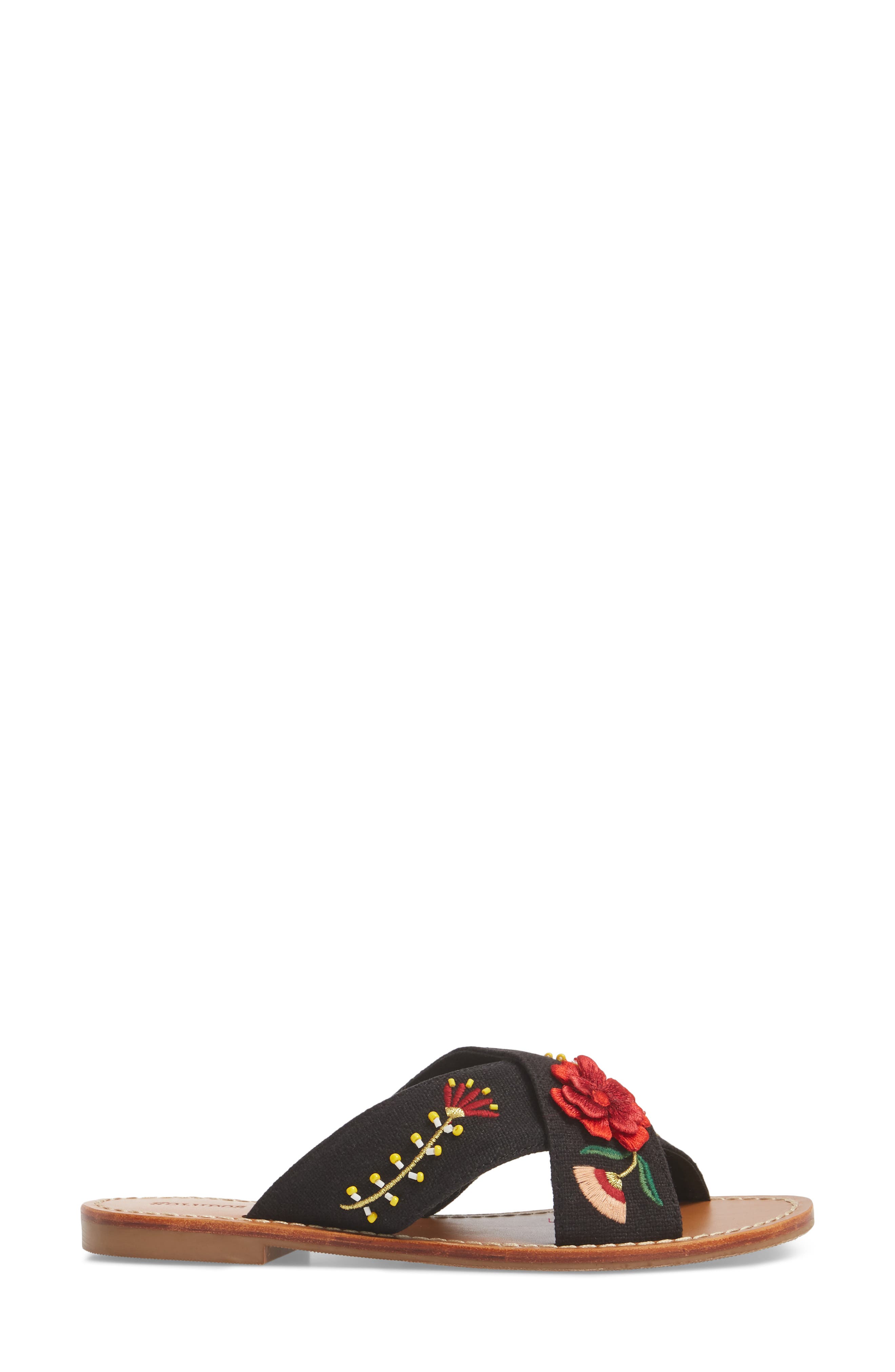 Embellished Floral Sandal, Alternate, color, BLACK