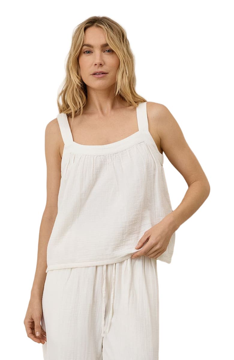 Pact Organic Cotton Double Gauze Square Neck Cami, Alternate, color, Sea Salt