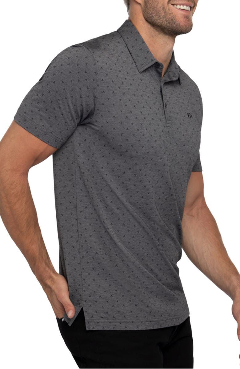 TravisMathew Change of Address Geometric Print Polo, Alternate, color, Heather Dark Grey