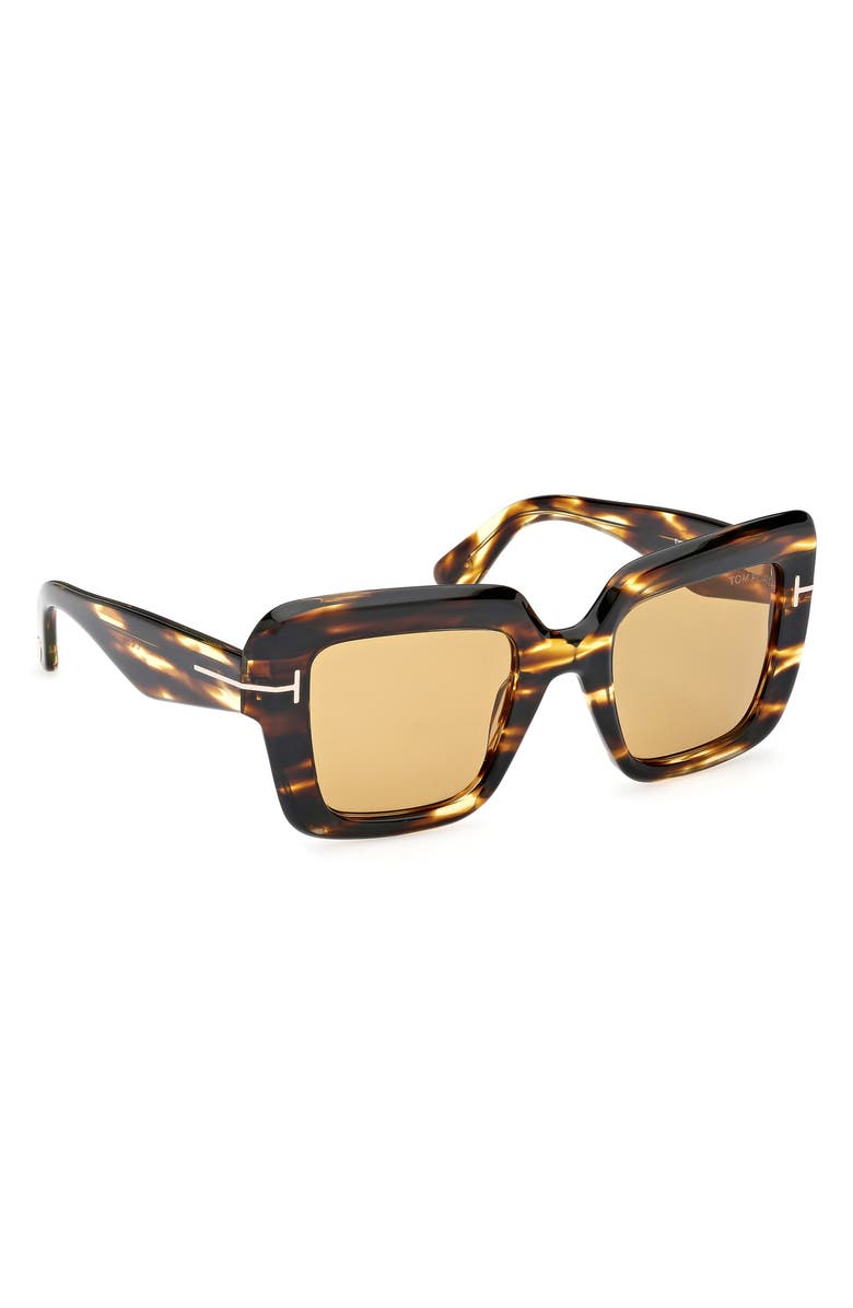 TOM FORD Esme 50mm Square Sunglasses, Alternate, color, Shiny Honey Brown / Amber