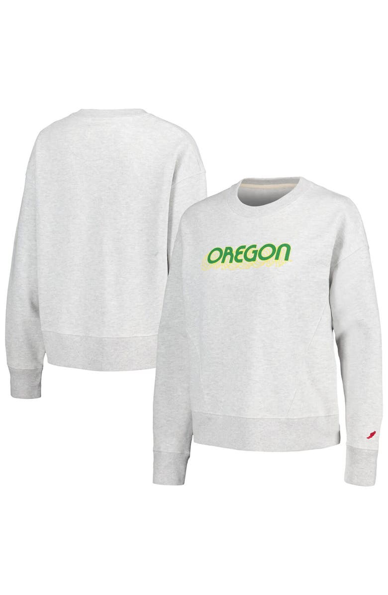 LEAGUE COLLEGIATE WEAR Women's League Collegiate Wear Ash Oregon Ducks Boxy Pullover Sweatshirt, Main, color, Ash