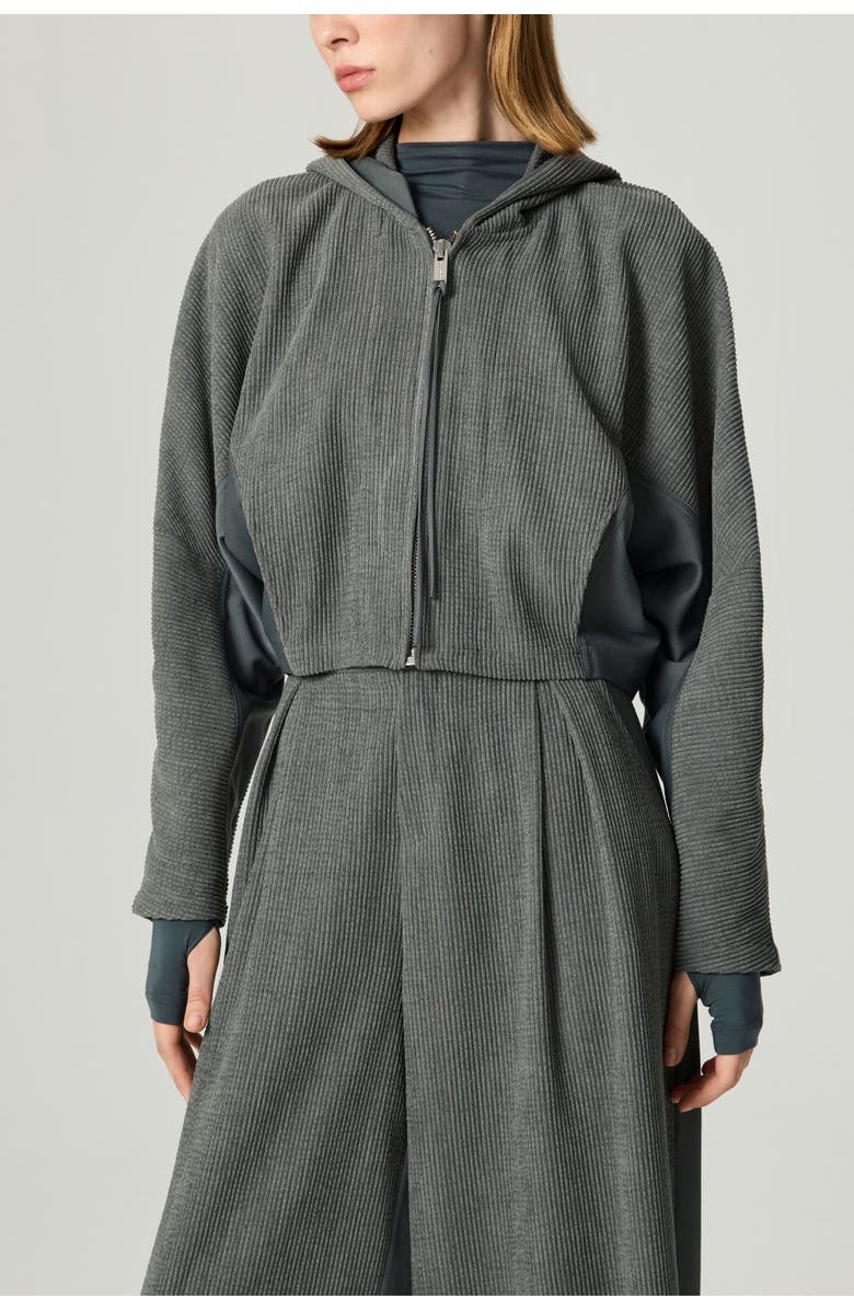 Nocturne Ribbed Zip-Up Hoodie Jacket, Main, color, Anthracite