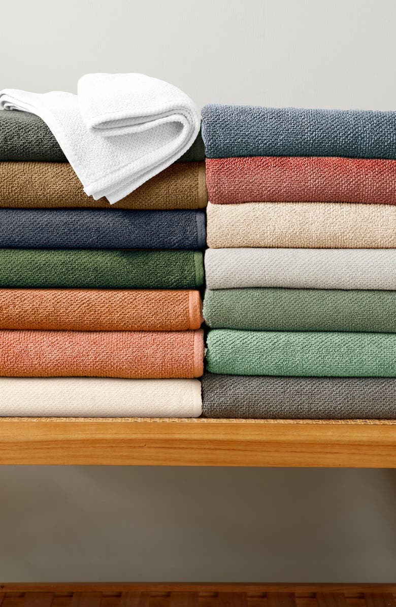 Woven & Weft Cotton 4-Pack Textured Bath Towels, Alternate, color, Midnight