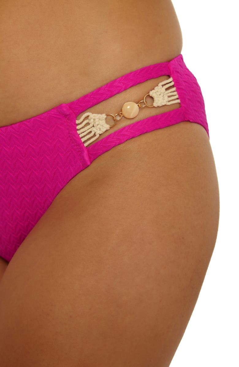 Lucky Brand Sardinia Macramé Trim Bikini Bottoms, Alternate, color, Berry Pink
