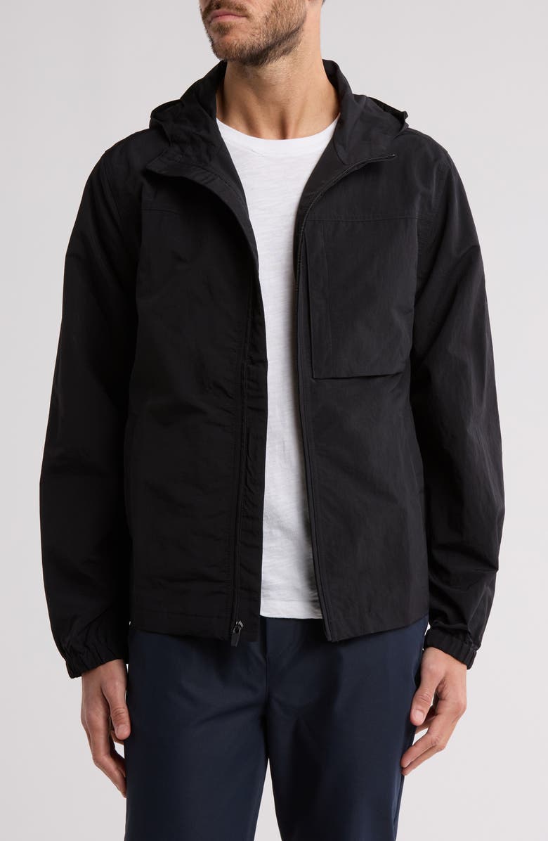 Z by Zella Sojourn Crinkled Nylon Hooded Jacket, Main, color, 