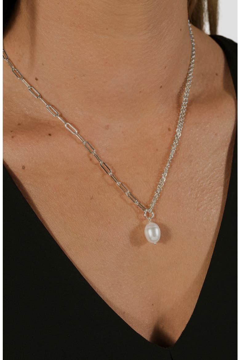 River Pearl Mixed Chain Necklace, Alternate, color, SILVER