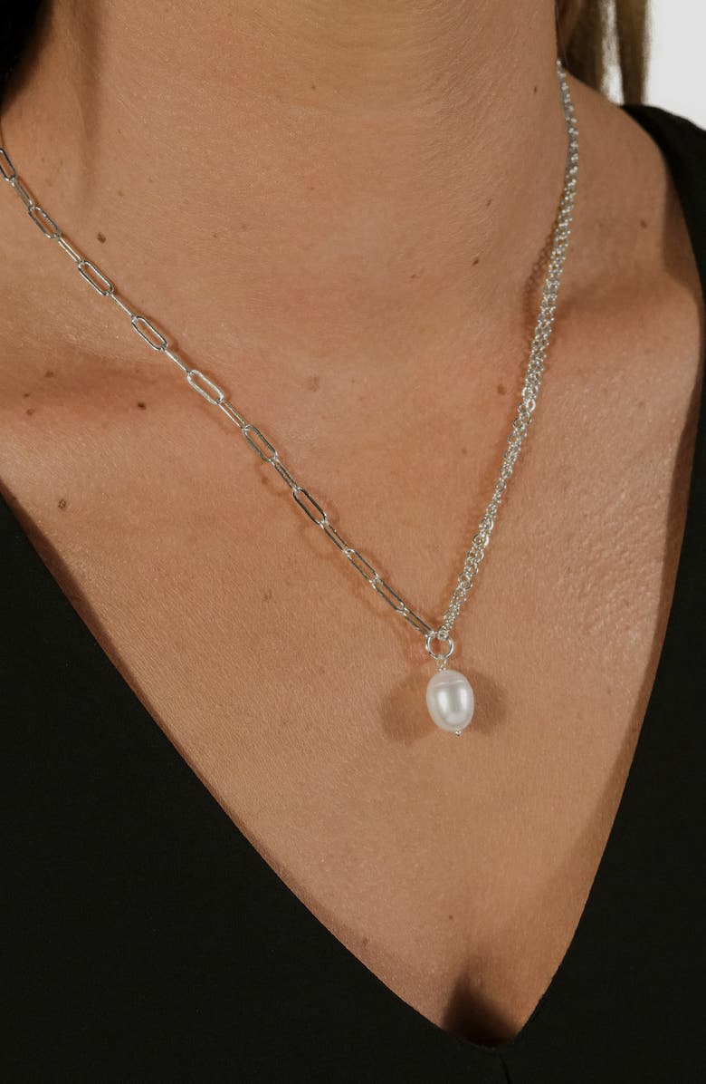 Sterling Forever River Pearl Mixed Chain Necklace, Alternate, color, Silver