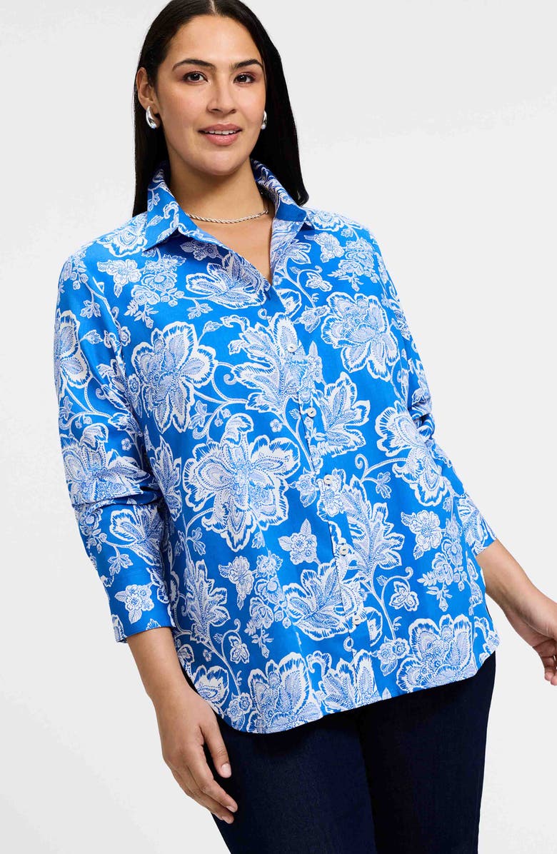 Foxcroft Meghan Floral Print Cotton Button-Up Shirt, Alternate, color, 
