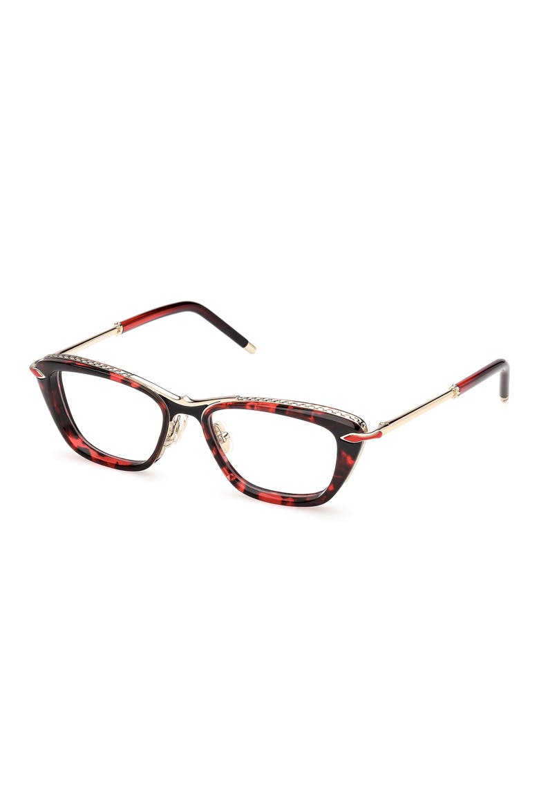 52mm Geometric Optical Glasses, Alternate, color, RED HAVANA