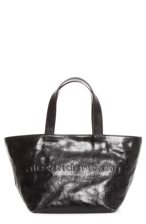 Small Punch Logo Crinkled Leather Tote