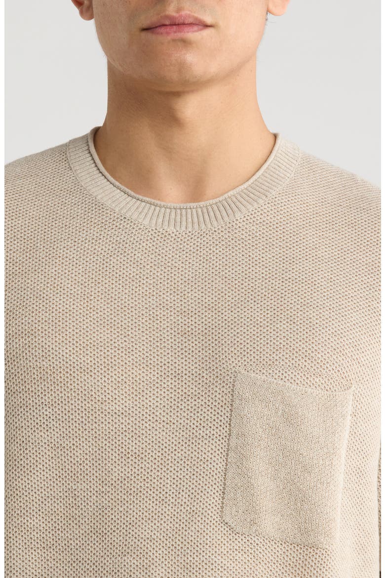 Salthill Short Sleeve Cotton & Linen Piqué Sweater, Alternate, color, OATMEAL HEATHER