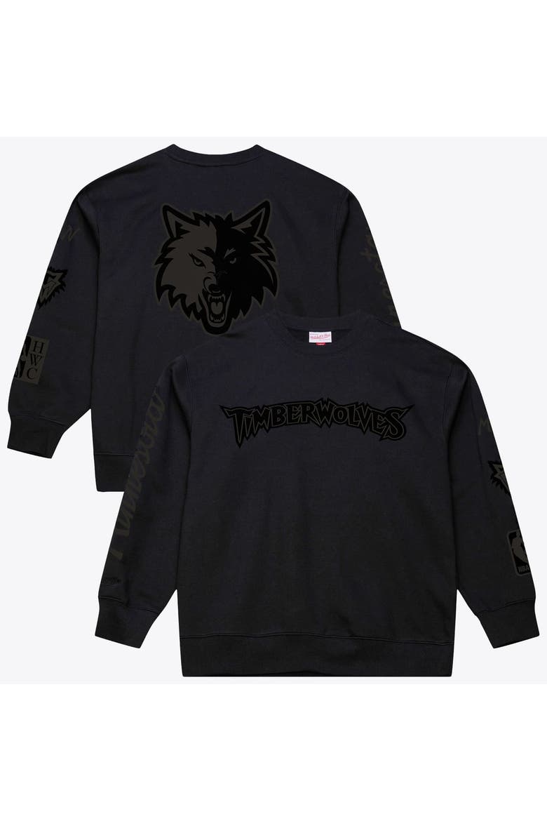 Men's Mitchell & Ness Black Minnesota Timberwolves Phantom Fleece Sweatshirt, Main, color, Black