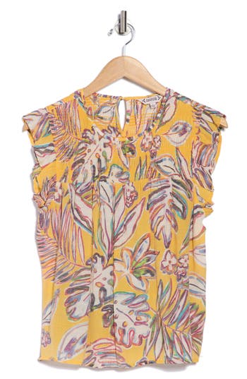 Nanette Lepore Flutter Sleeve Top In Multi
