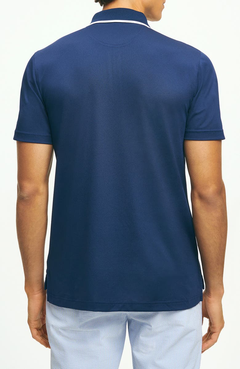 Brooks Brothers Solid Tipped Quarter Zip Performance Golf Polo, Alternate, color, 