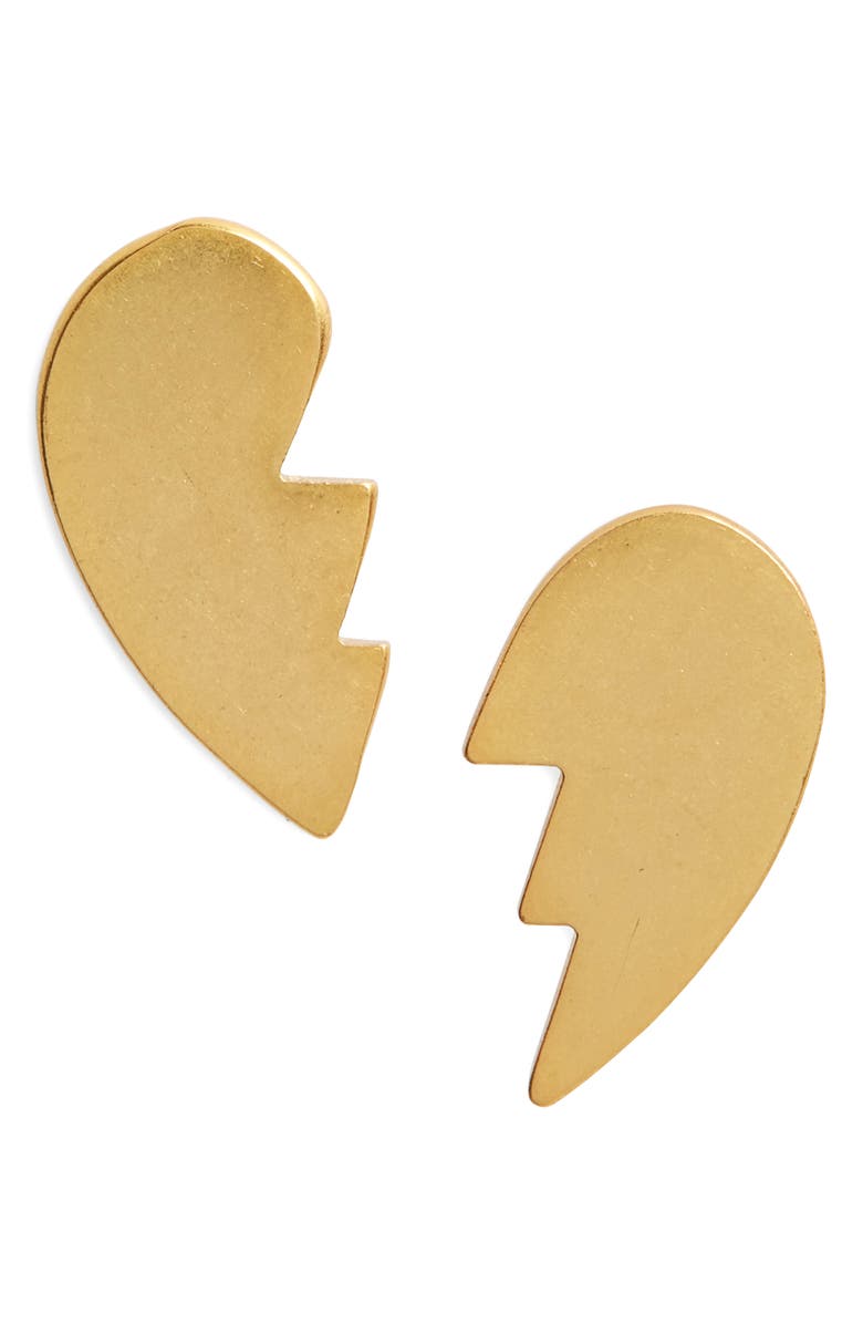 Madewell Split Heart Stud Earrings, Main, color, 
