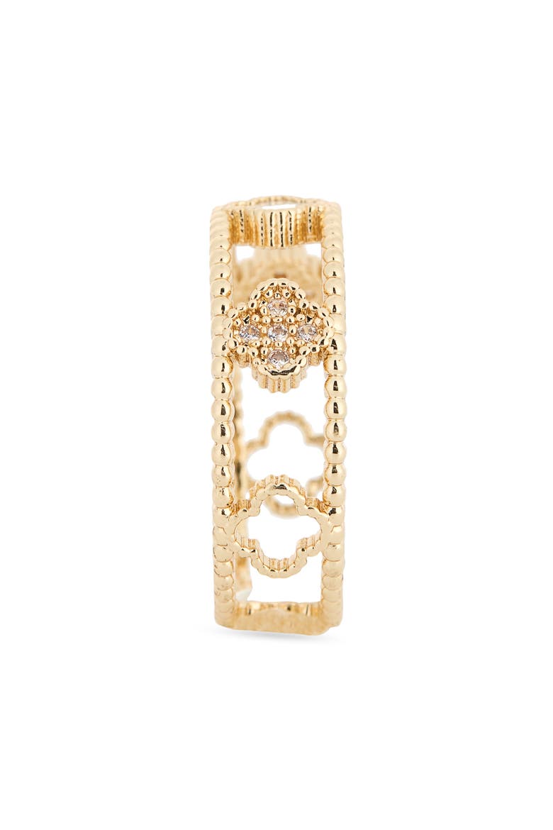 Enamel & Crystal Clover Ring, Alternate, color, GOLD