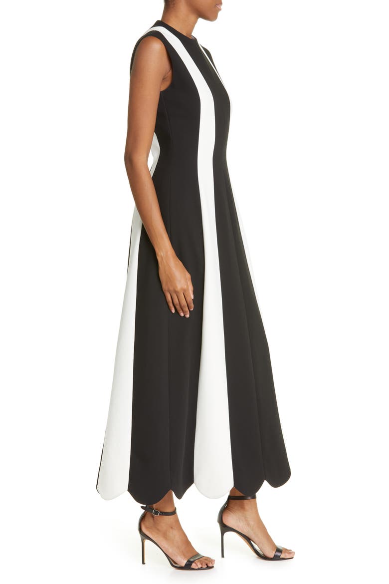 Colorblock Sleeveless Stretch Twill Midi Dress, Alternate, color, BLACK/ IVORY