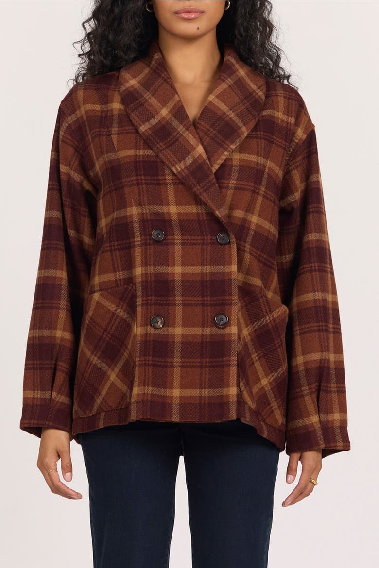 Marlow Plaid Double Breasted Jacket, Main, color, Ember Plaid