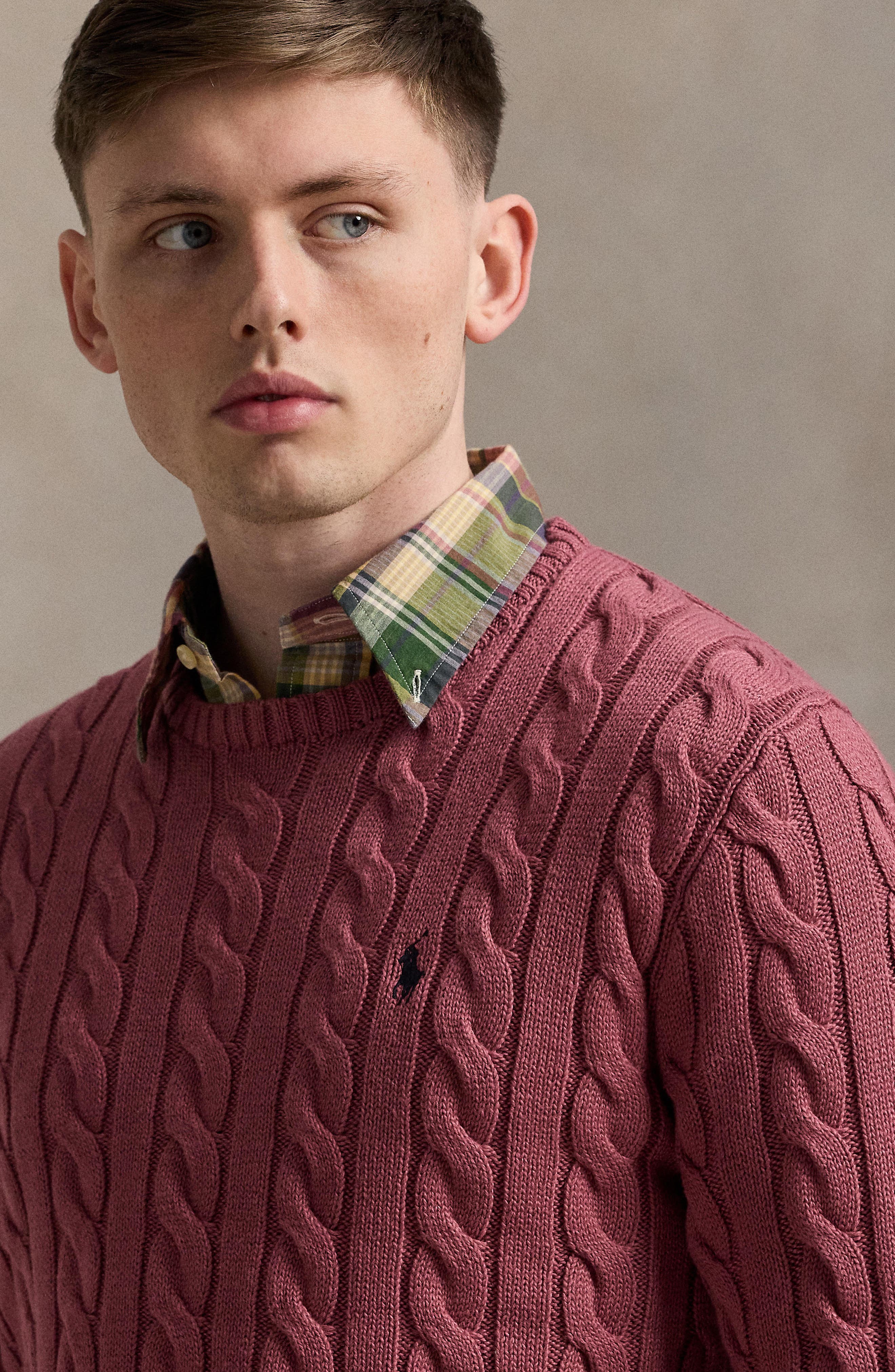 Polo Ralph Lauren Cable Knit Cotton Crewneck Sweater (Men) | Nordstrom