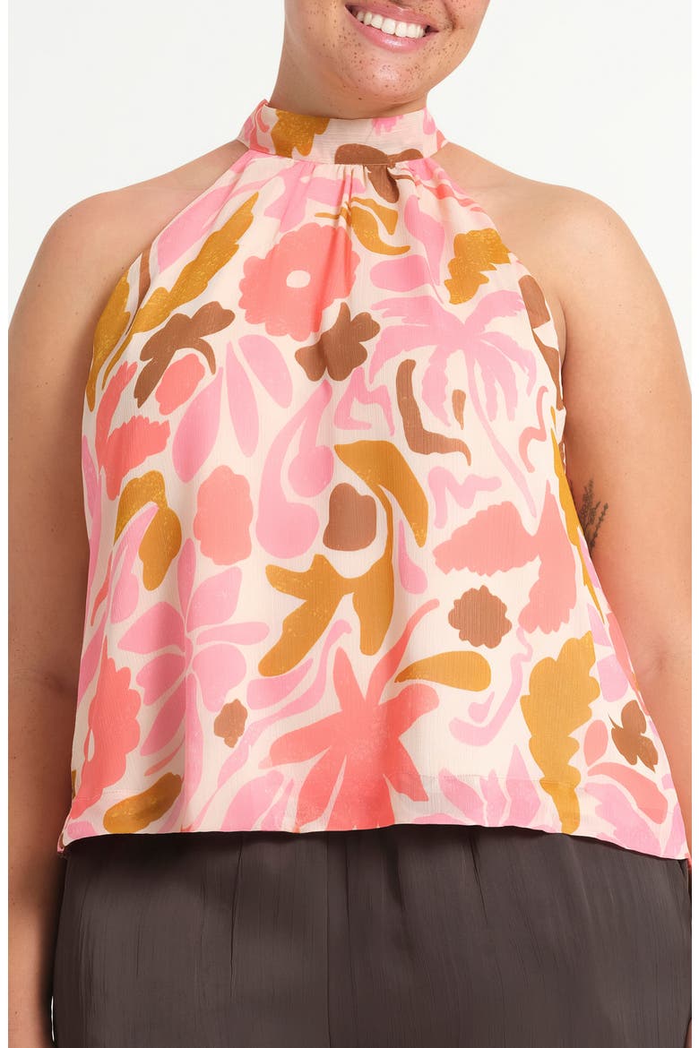 Luciana Print Sleeveless Chiffon Top, Main, color, SEPIA FLORALS