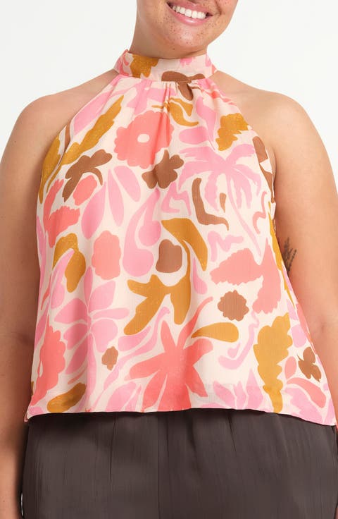 Luciana Print Sleeveless Chiffon Top (Plus)