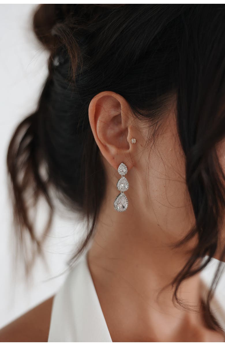 Untamed Petals Dynasty Crystal Drop Earrings, Alternate, color, Silver